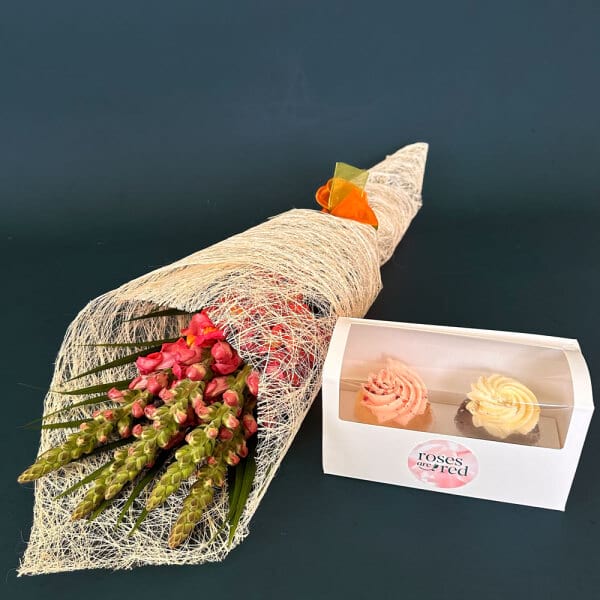 Orange Snapdragons with cupcakes