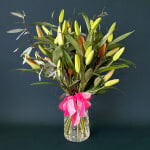 10 Stems - Pink lilies in vase